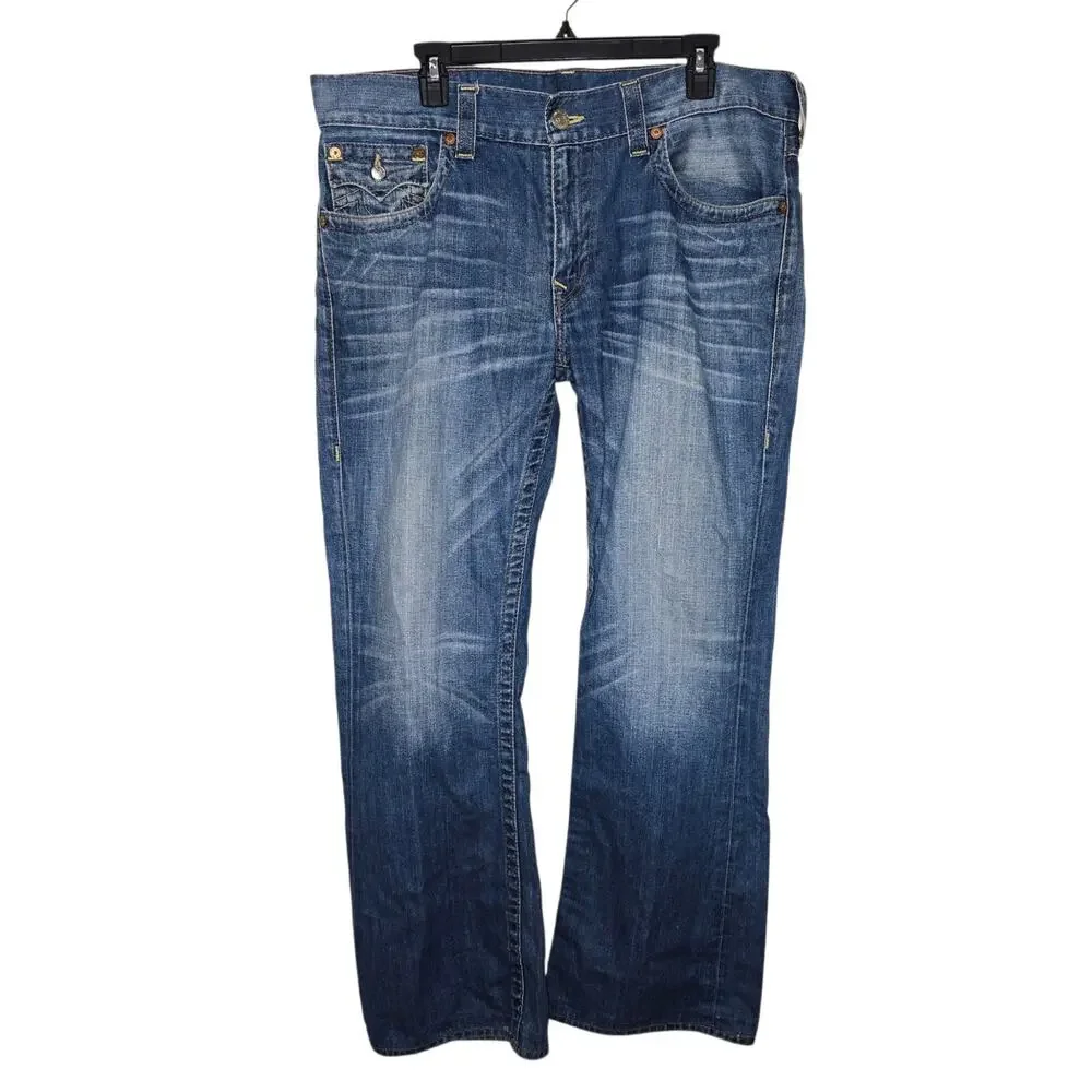 Vintage True Religion Men’s Bootcut Flap Denim Jeans 100% Cotton USA 36x32
